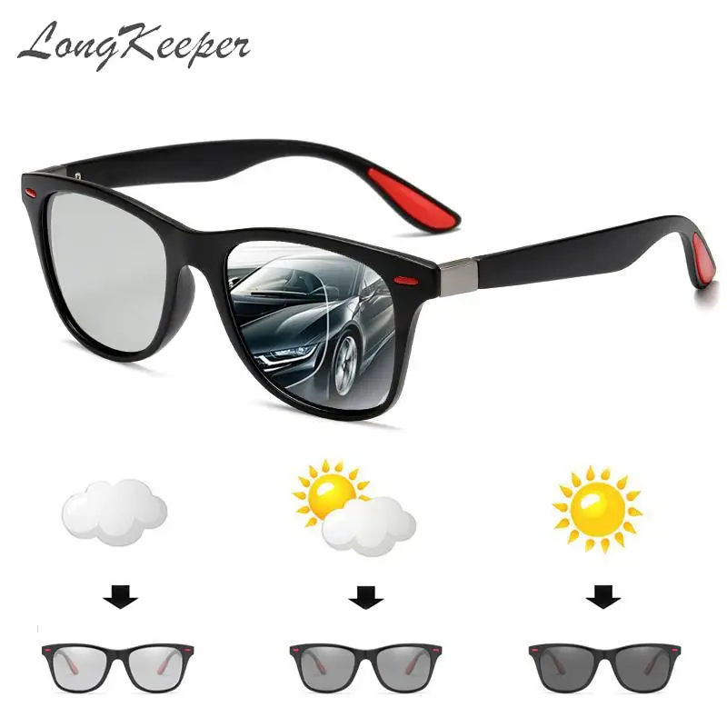 

LongKeeper Polarized Photochromic Sunglasses Men Women Classic Rivet Discoloration Driving Glasses Change Color Goggles UV400