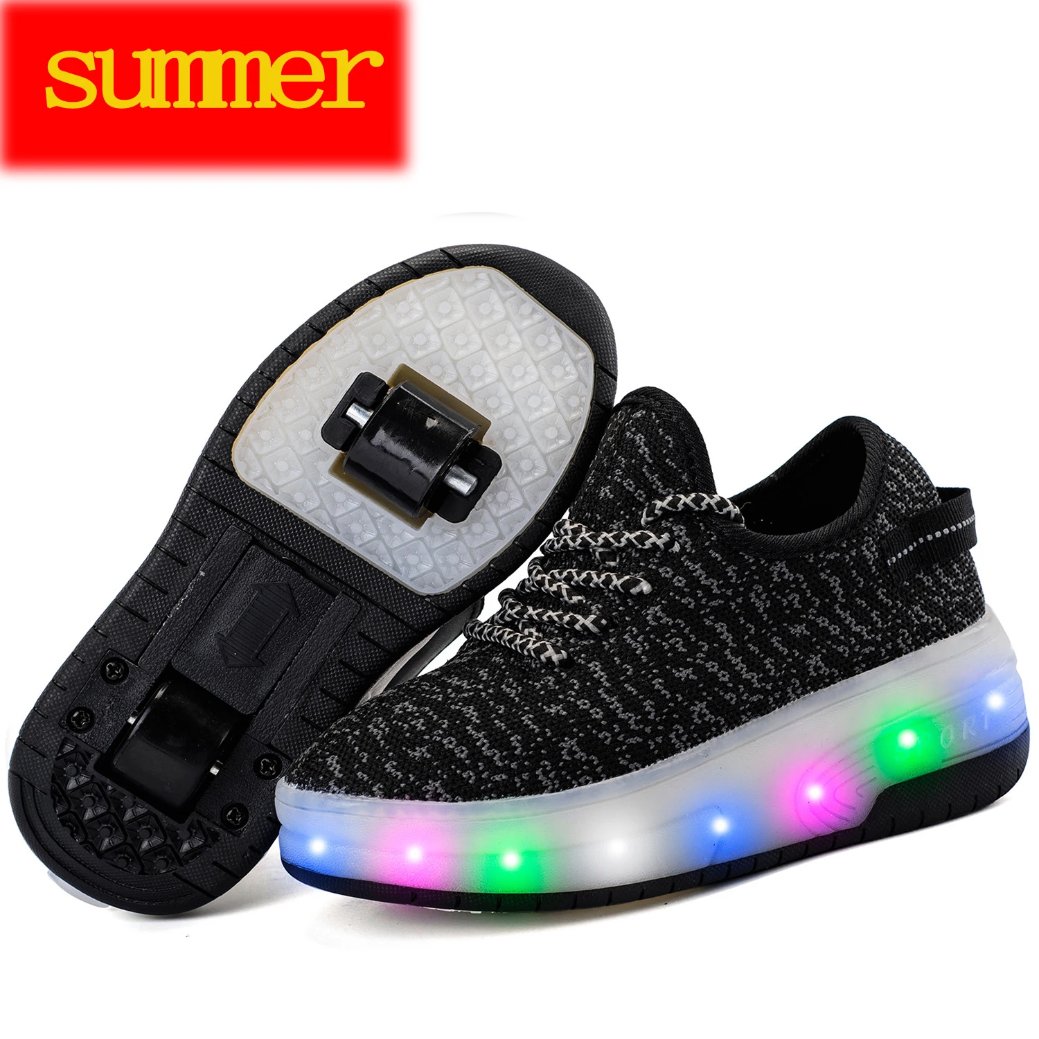 Heelys/летние детские роликовые кроссовки Детский Светильник обувь с колесом