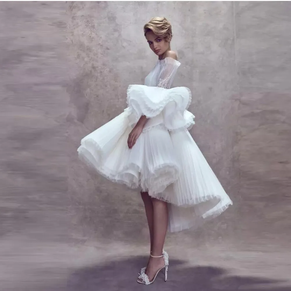 Шикарные белые вечерние платья длина до середины икры vestidos de gala саудовская