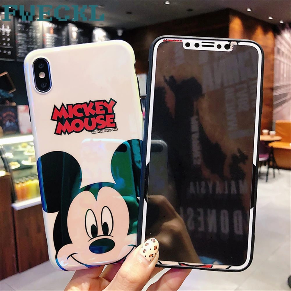 Милый розовый корпус для МЫШИ Микки Минни iphone xr чехол + Защитное стекло экрана