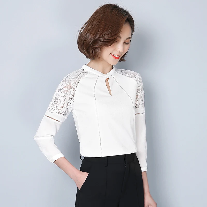 Merderheow Новый 2017 Летом женские Кружева Выдалбливают Шифон Блузки и Рубашки с