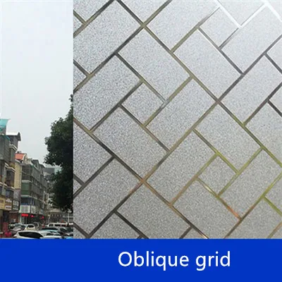 Oblique grid 60x100 см тисненая Цветочная оконная пленка матовая стеклянная пленка статическая оконная бумага Туалет Кухня раздвижная дверь непрозрачная стеклянная наклейка - Цвет: Oblique grid