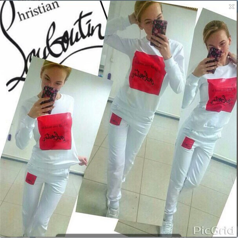 Одежда спортивная 2 шт. Женщины Бренд Спортивный Костюм Толстовка И Брюки