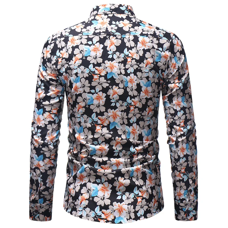 Футболка с рисунком птицы Мужские рубашки длинными рукавами принтом Camisa Masculina