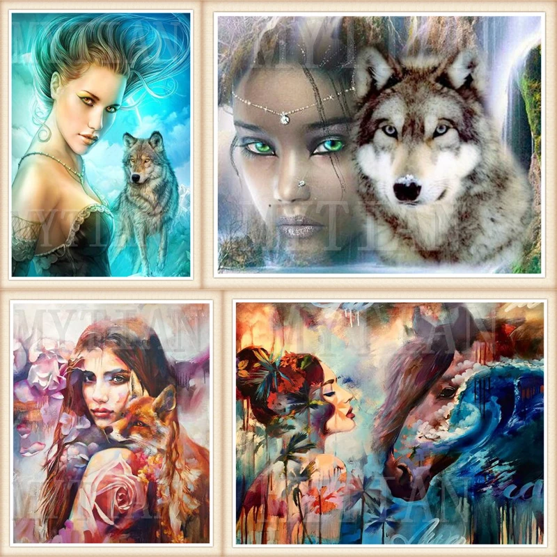 Алмазная картина с изображением волка индийская красота алмазная вышивка полное