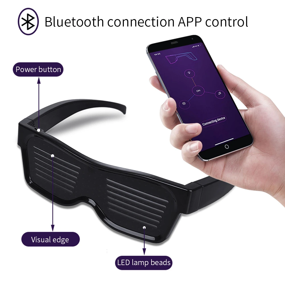 Светодиодные вечерние очки с Управлением по Bluetooth Diy несколько узоров светящиеся