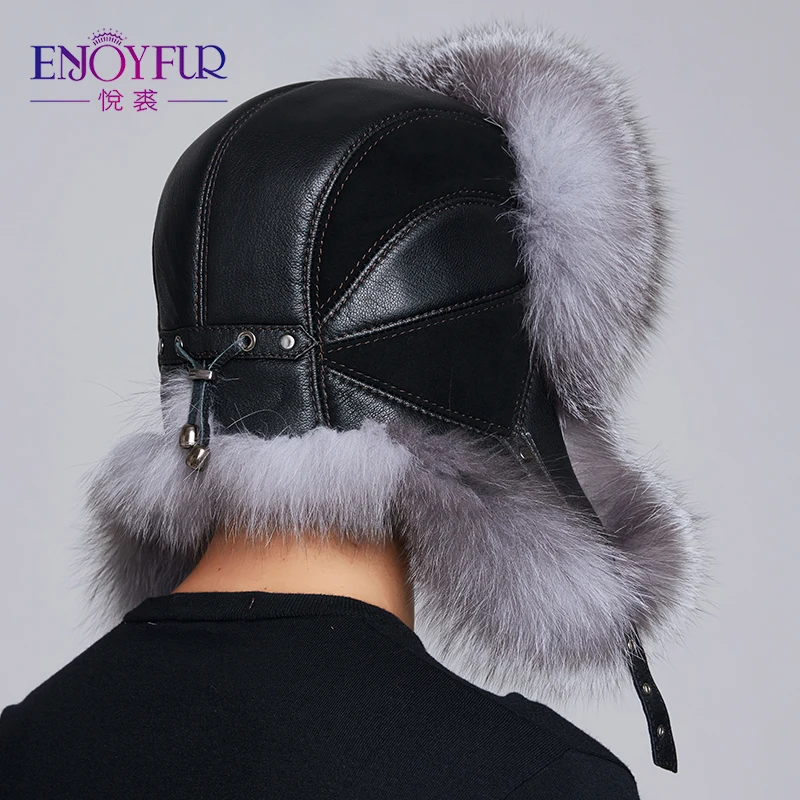 Шапка ушанка ENJOYFUR теплая шапка из натурального меха лисы для русской зимы|fur hat