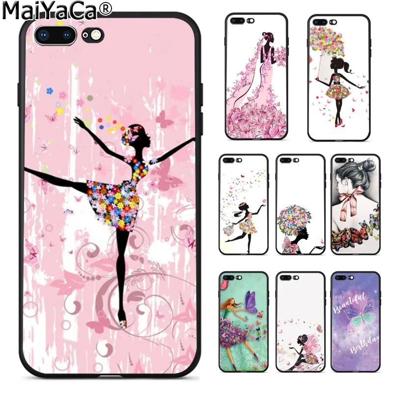 MaiYaCa бабочка танцующая девушка эффект мода 2D Телефон чехол для iphone SE 2020 11 pro 8 7 66S Plus