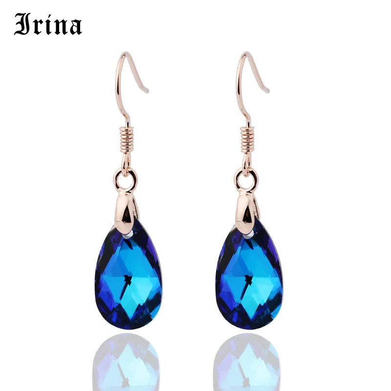 Water drop Shapes 2 Irina, новинка, AB, градиент, кристалл, маленькие серьги, женские, Роскошные, капля воды, ювелирное изделие, розовое золото, изысканные и компактные серьги - Окраска металла: Water drop Shapes 2