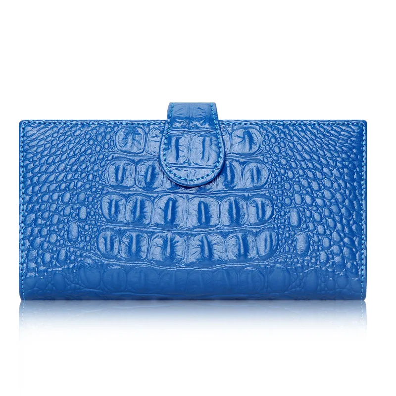 Брендовый однотонный Модный женский длинный кошелек из кожи аллигатора с