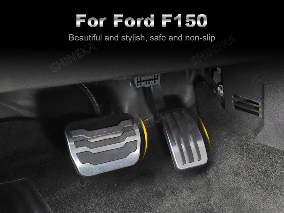 SHINEKA педали для Ford F150 2009- алюминиевый нескользящий топливный тормоз педаль Накладка аксессуары для Ford F150 металлический шаг