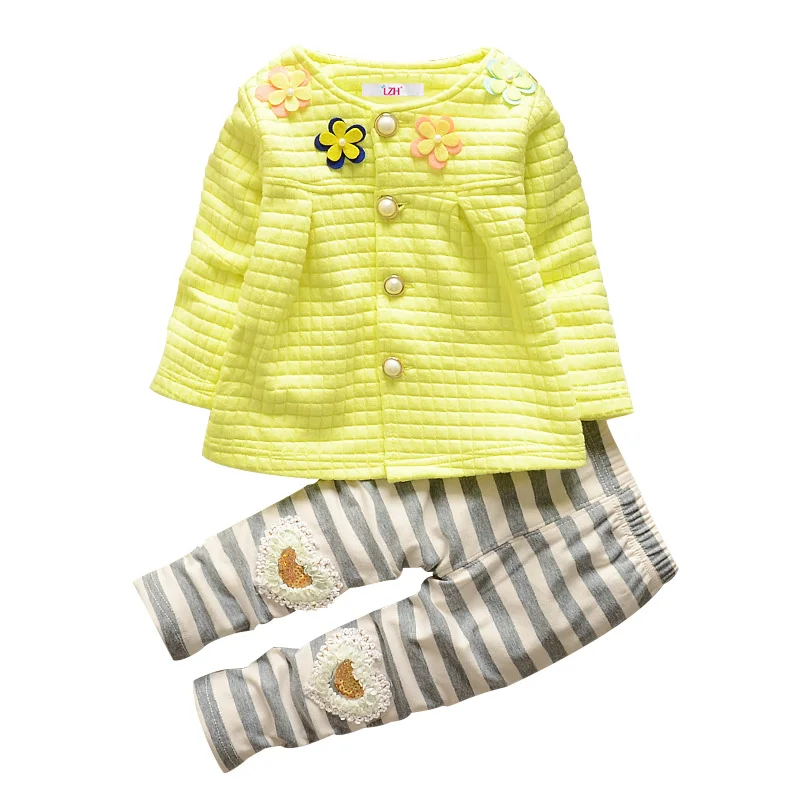 Yellow LZH/Одежда для новорожденных коллекция года, осенне-зимний комплект одежды для маленьких девочек, пальто+ штаны теплый комплект из 2 предметов для малышей Одежда для маленьких девочек - Цвет: Yellow
