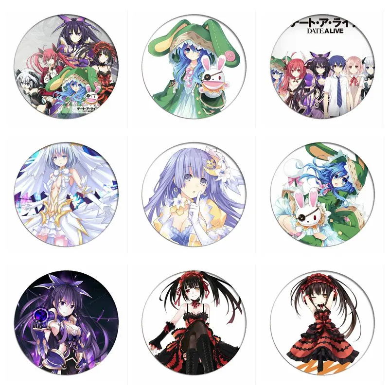 

1pcs DATE A LIVE Yoshino Cosplay Badge Itsuka Shido Brooch Pins Yatogami Tohka Tokisaki Kurumi Collection Badges for Backpacks