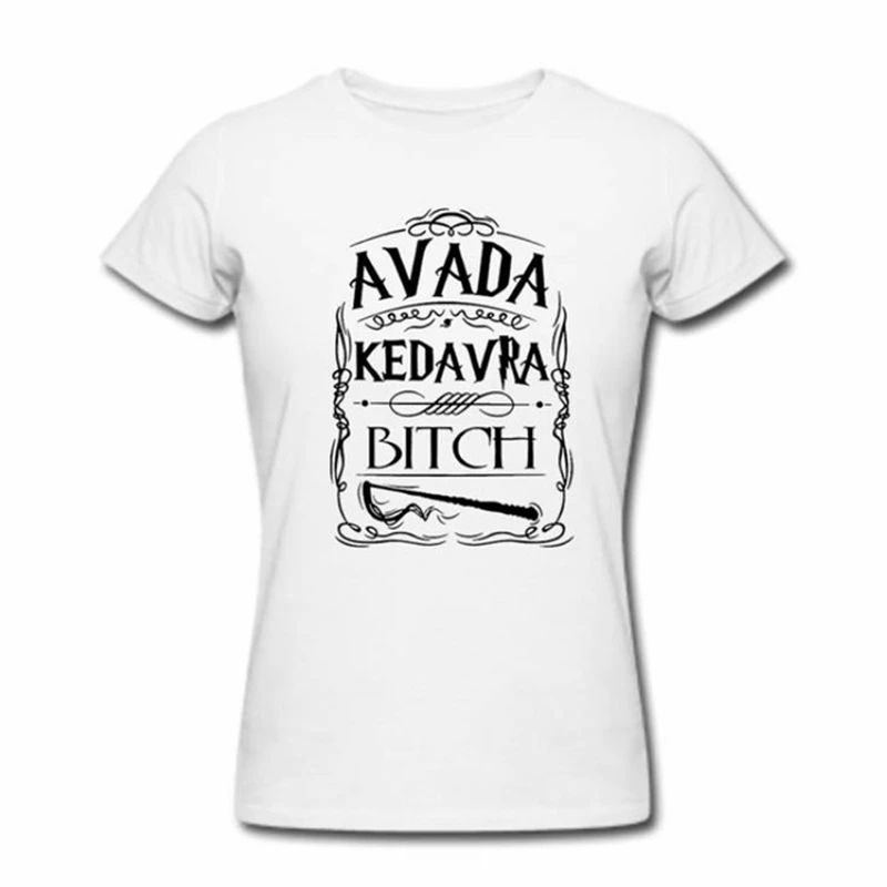 Women White Avada Kedavra Bitch Футболка мужская женская Повседневная Harajuku Swag топы футболки хлопок короткий рукав футболка Летняя футболка Hipster - Цвет: Women White