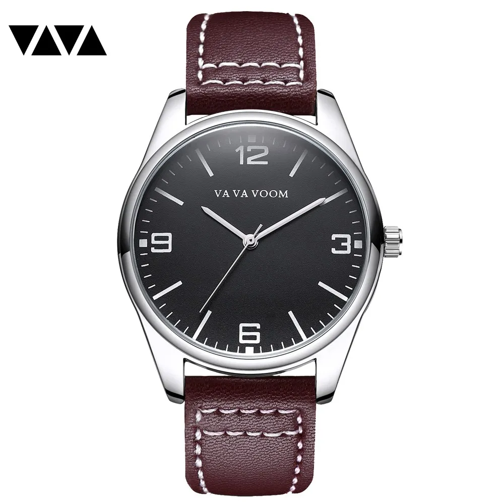 VA VA VOOM Men Watch Fashion Casual Quartz boy PU Watchband Simple Date Waterproof Wristwatch Gift for boy/husband/man VA-204