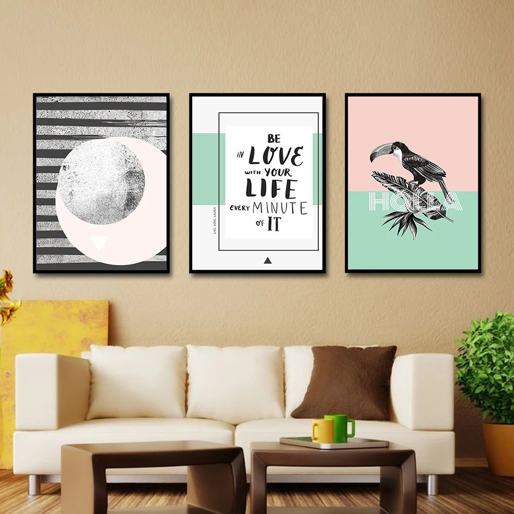 Абстрактный Стиль попугай геометрическая фигура Книги по искусству Холст плакат