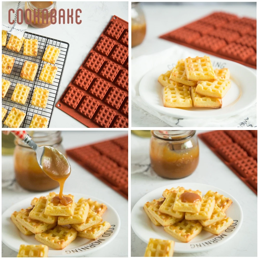 COOKNBAKE waffle biscuit mold silicone cake bakeware mould square cookies candy chocolate jello ice molds baking pastry model | Дом и сад
