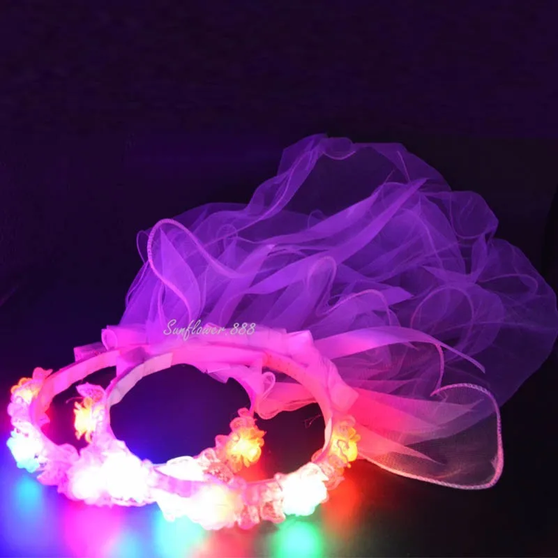 Women Girl Light Up Flower Headband Hawaii Hula LED Flashing Floral Garland Kids Adults Headwear Party Hair Halloween|hair accessories|party hair