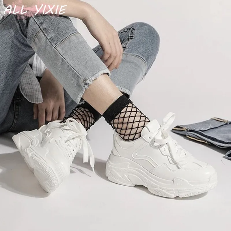 Женские кроссовки с сеткой ALL YIXIE белые на толстой платформе повседневная обувь