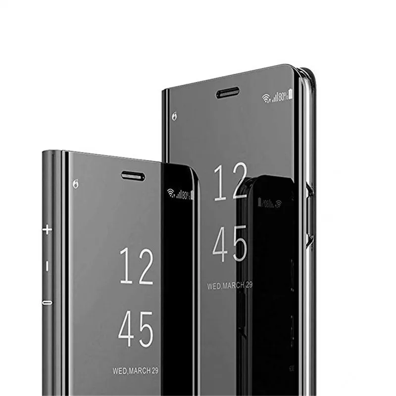 Прозрачный зеркальный чехол для телефона samsung Galaxy Wide4 A205s, модный флип-чехол с подставкой, кожаный чехол для samsung Galaxy Wide4 - Цвет: Черный