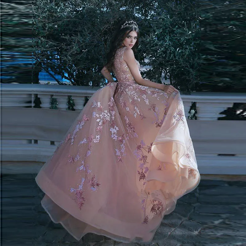 Платье вечернее ТРАПЕЦИЕВИДНОЕ с V образным вырезом Тюлевое прозрачное длинное