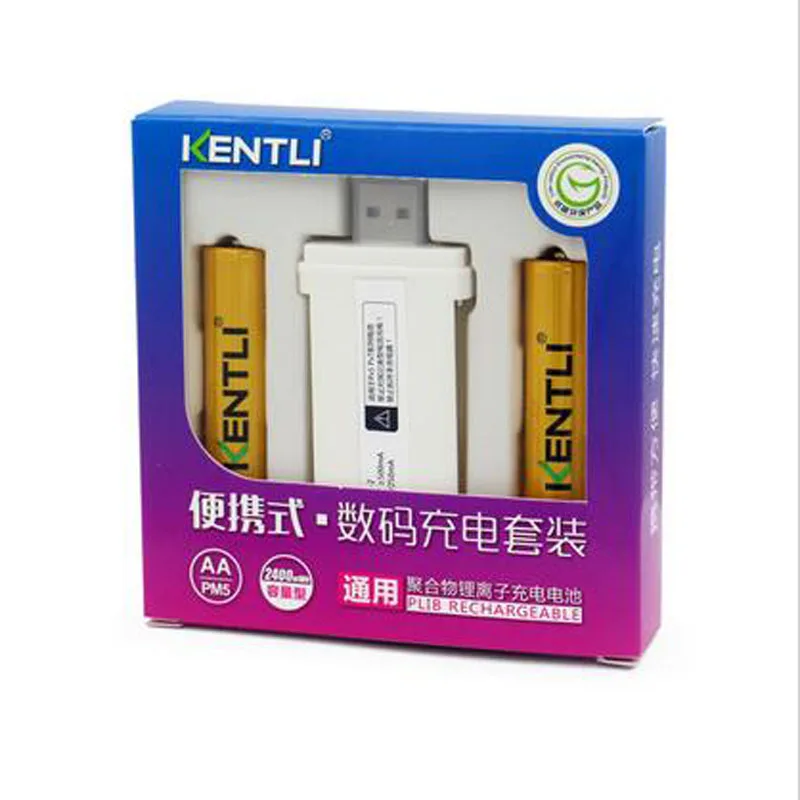 2 шт. 1 5 V 2400mWh Kentli литий-полимерные литий-ионные аккумуляторы AA + USB AAA