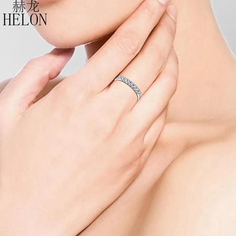 HELON Moissanite кольцо VVS/FG Lab Grown с алмазом Стерлинговое Серебро 925 Обручальное для
