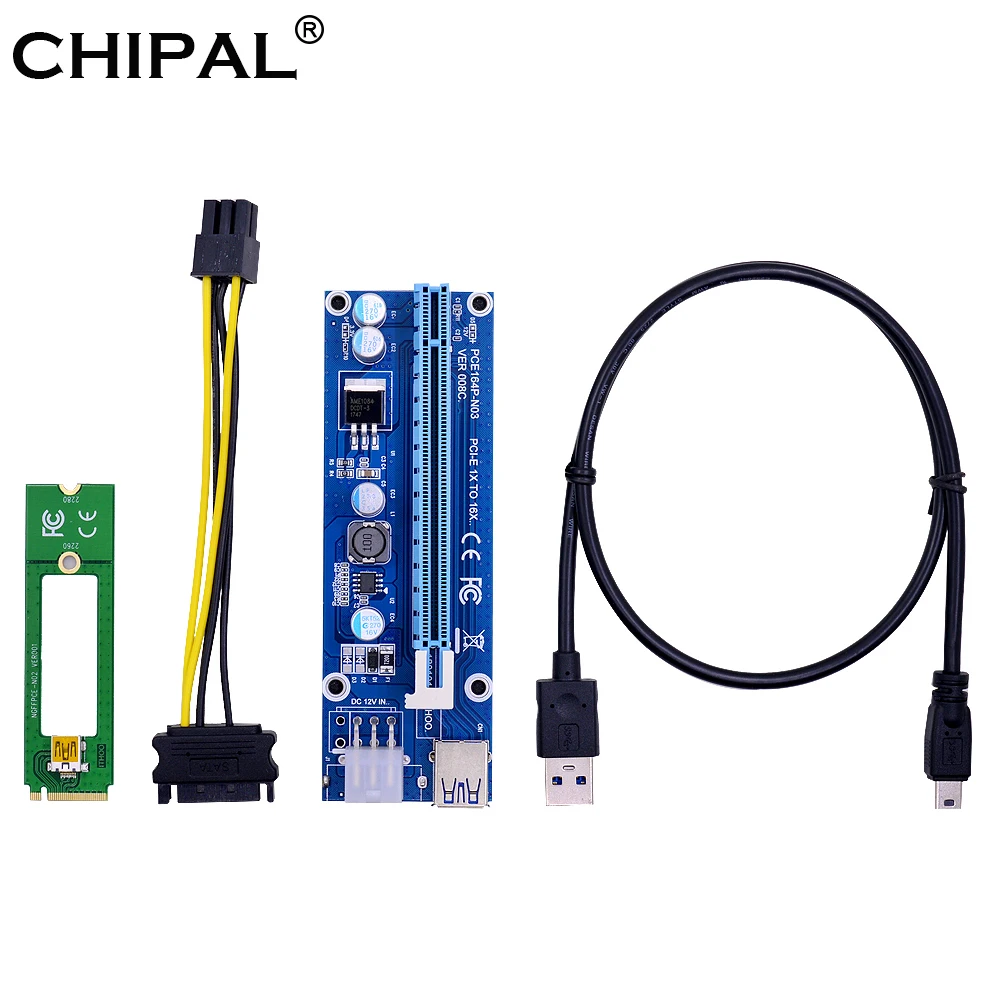 CHIPAL NGFF M.2 M ключ к USB 3 0 PCI E Райзер карта M2 USB3.0 PCIE 16X 1X удлинитель с 6Pin питанием для