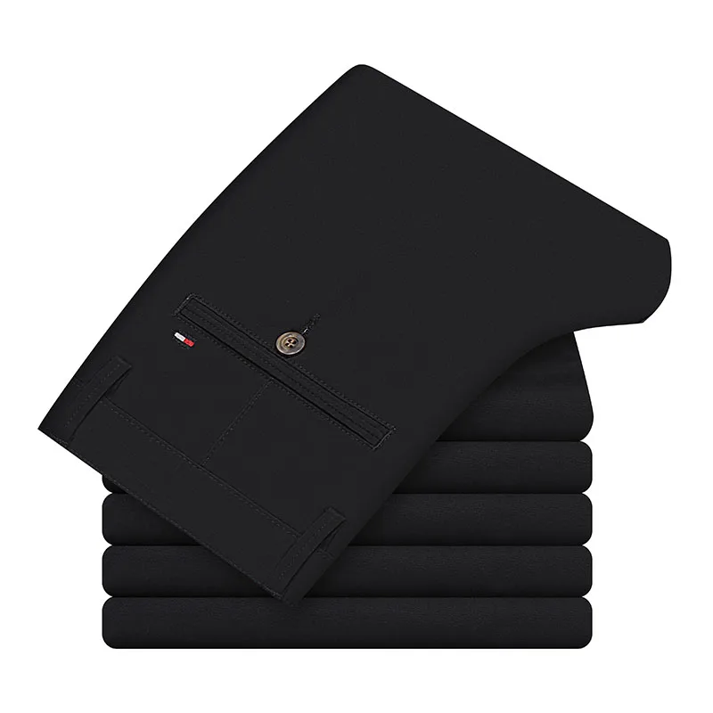 black Pantalon Homme, мужские брюки, мужские классические деловые брюки, мешковатые, белые, черные, повседневные мужские рабочие брюки, большие размеры, высокое качество, тонкие - Цвет: black