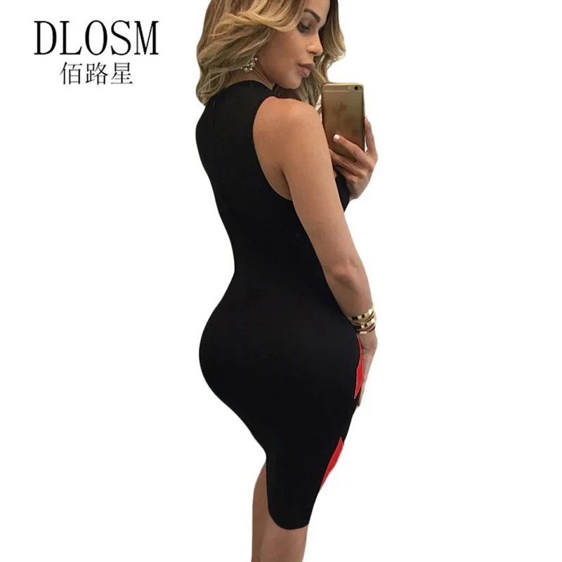 DLOSM Черный Фиолетовый Colorblock Крест Передняя С Плеча Bodycon Платье Халат Сексуальный