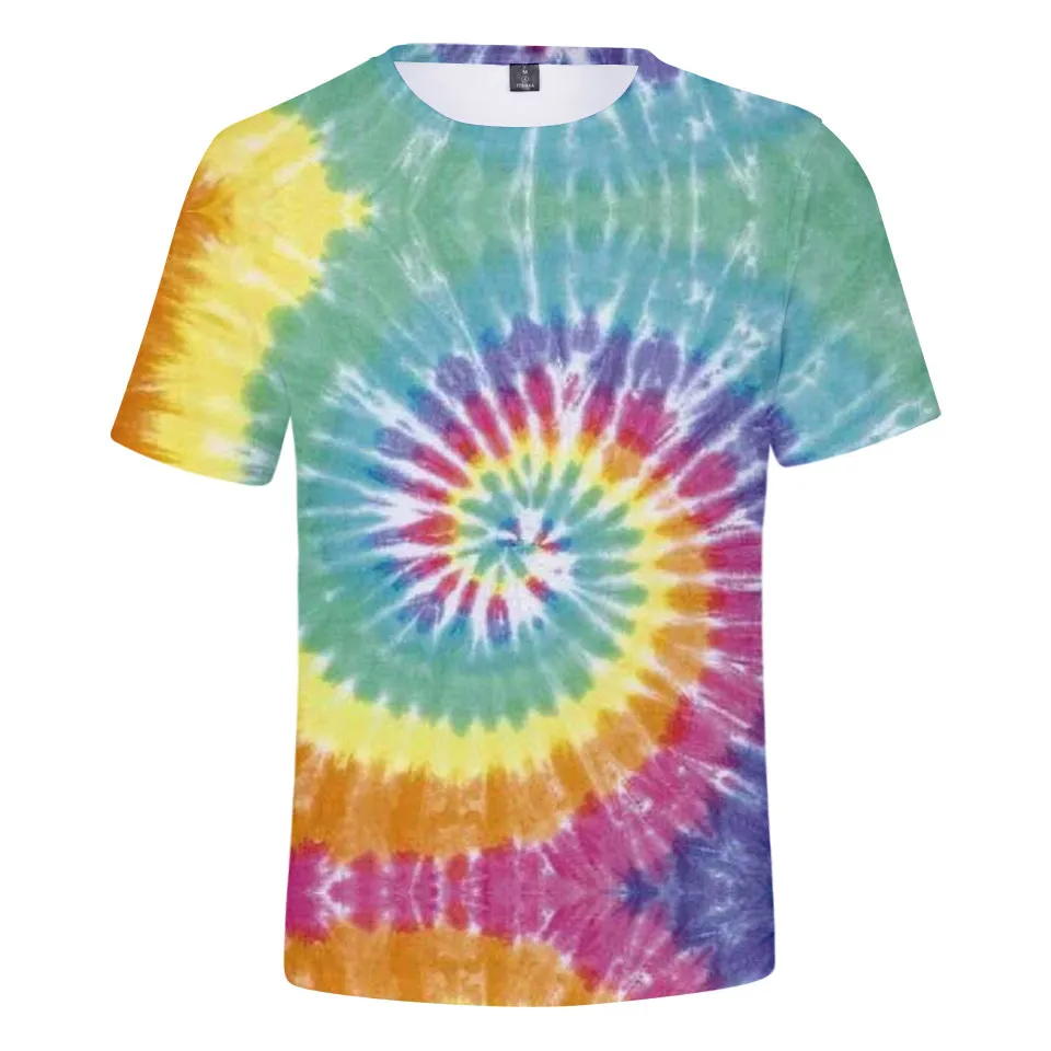 

Футболка с 3D-принтом Tie Dye, летняя футболка с коротким рукавом, Женская/Мужская Повседневная футболка с круглым вырезом, Tumblr размера плюс, фут...