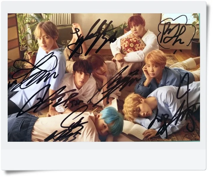 Подписанный Bangtan мальчики с автографом Группа фото люби себя 4*6 дюймов 09201702