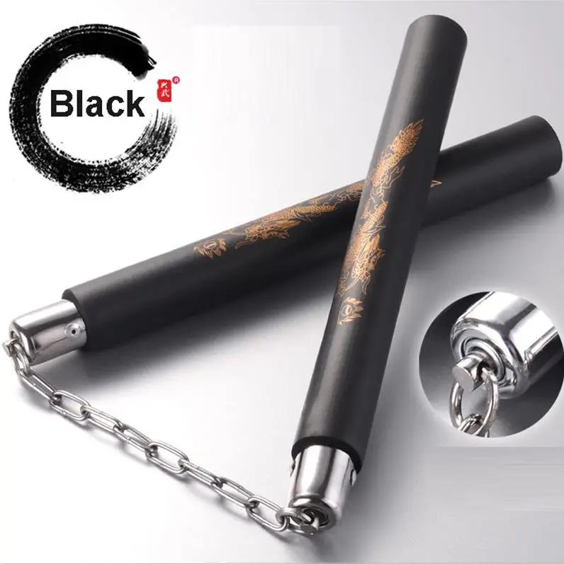 black 4 цвета, Лидер продаж, классические, новые, для занятий боевыми искусствами, тренировочные, пенные подушечки, нунчаки, каратэ, нунчак, дракон, прочное оборудование - Цвет: black