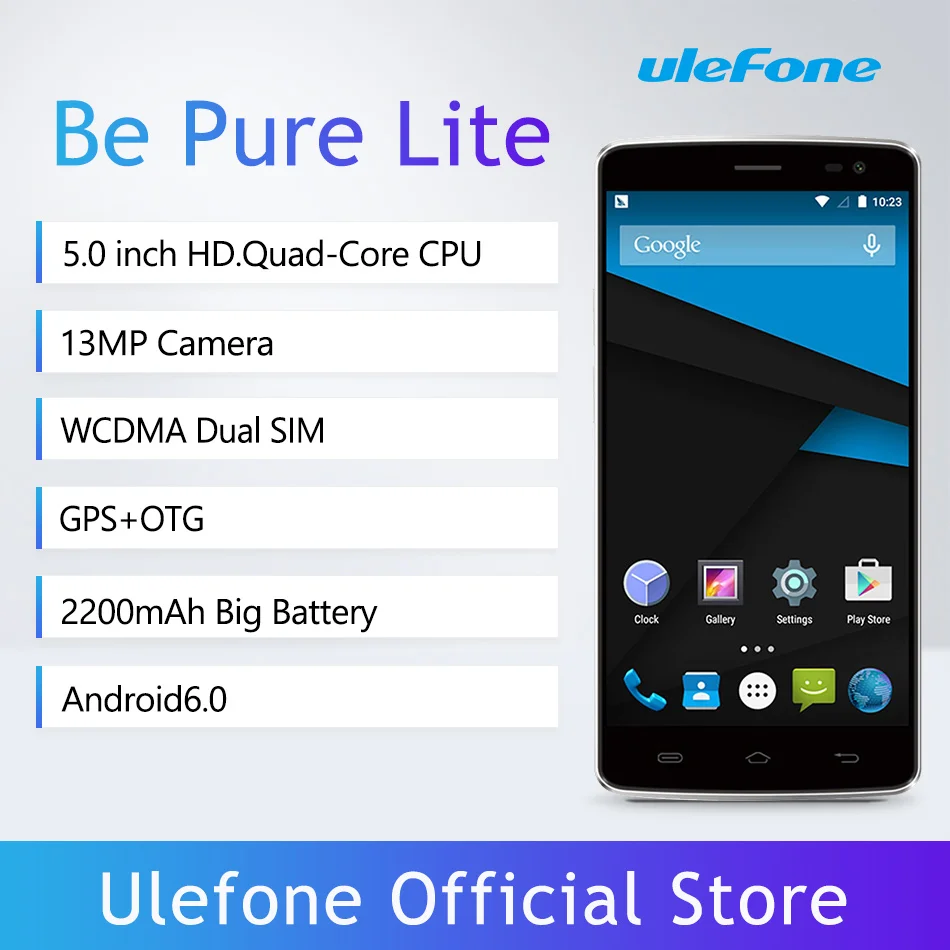 Ulefone Быть Чистый Lite Мобильный Телефон 5 дюймов HD 1280x720 MTK6580 Quad ядро Android 6.0 1 ГБ RAM 8 ROM
