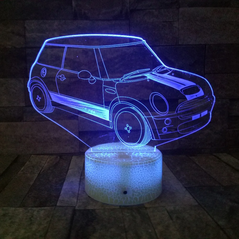 

Супер автомобиль 3D лампа 7 видов цветов Изменение 3d иллюзия Новинка светодиодные ночные светильники детский подарок настольная лампа домаш...