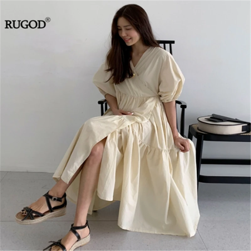 RUGOD Лето 2019 ретро платье на шнуровке женское Модное пышное А силуэта для дам