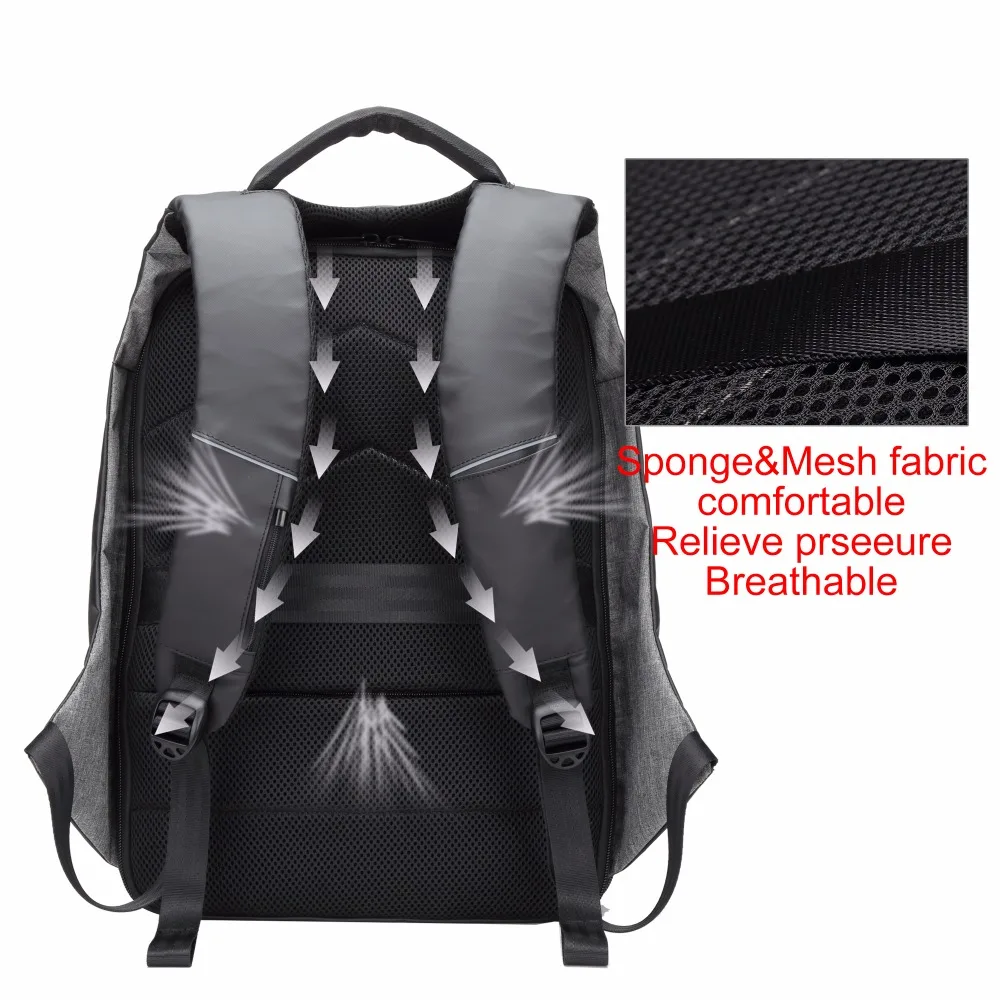 BISON DENIM 15 &quotрюкзак для ноутбука Внешний USB зарядка Компьютерные рюкзаки