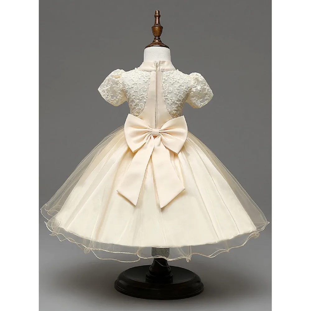 2017 Fashion White Pink Yellow Tutu Ball Gown Short sleeve Bow Organza Lace Zipper Flower Girl Dresses Kids Pageant Age | Свадьбы и