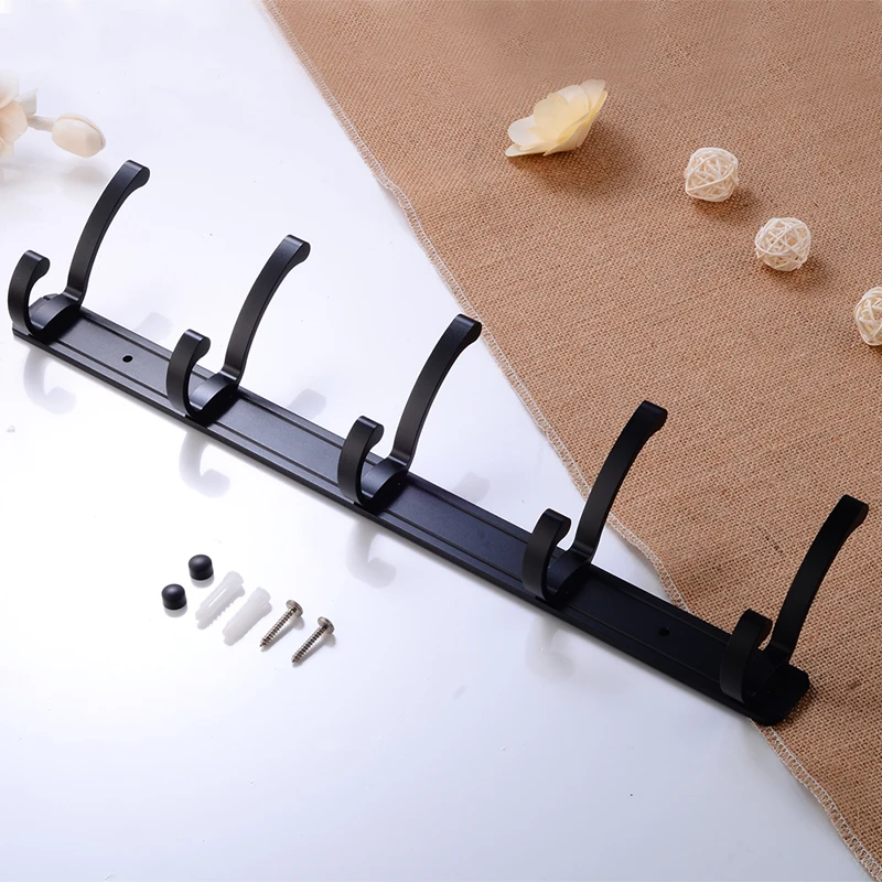 robe hook bathroom coat hook rack aluminum towel hook black door decorative clothes hook hangers wall mounted bath accessories free global shipping