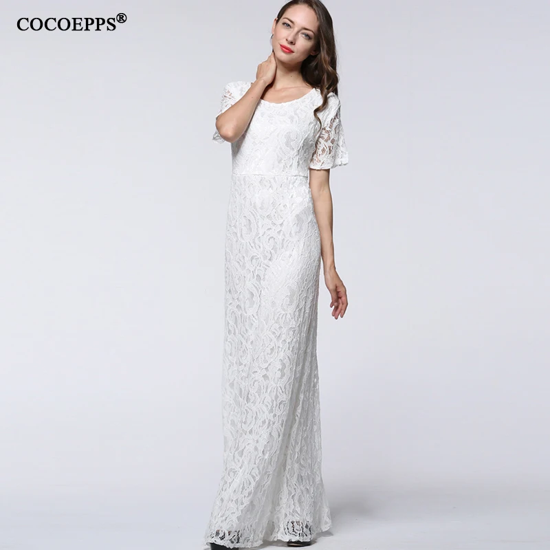 

7XL 8XL 9XL Bohemia Style Summer Dress Elegant Vintage Floral Lace Maxi Dress High Waist Pleated Plus Size Vestidos Clothing