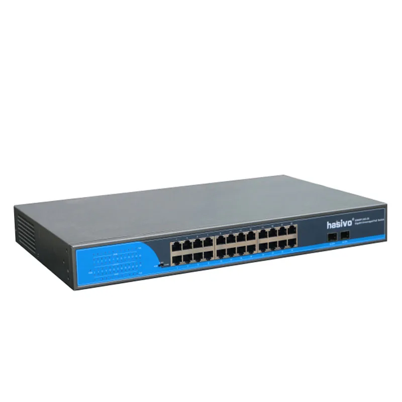 Коммутатор POE с 24 портами и 2 гигабитными SFP PoE сетевой коммутатор Gigbit Ethernet 1000