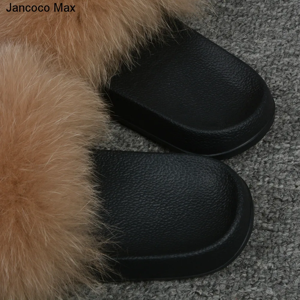 Тапочки для девочек Jancoco Max шлепанцы из натурального меха лисы на весну и лето S60
