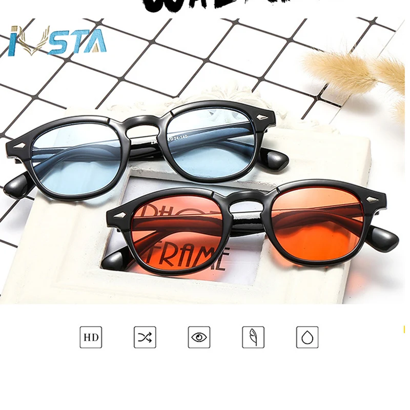 

IVSTA Classic Style Johnny Depp Glasses Men Eyeglasses Frame Women Round Optical Frames Myopia Grade Lenses Bamboo Wood PC 3019