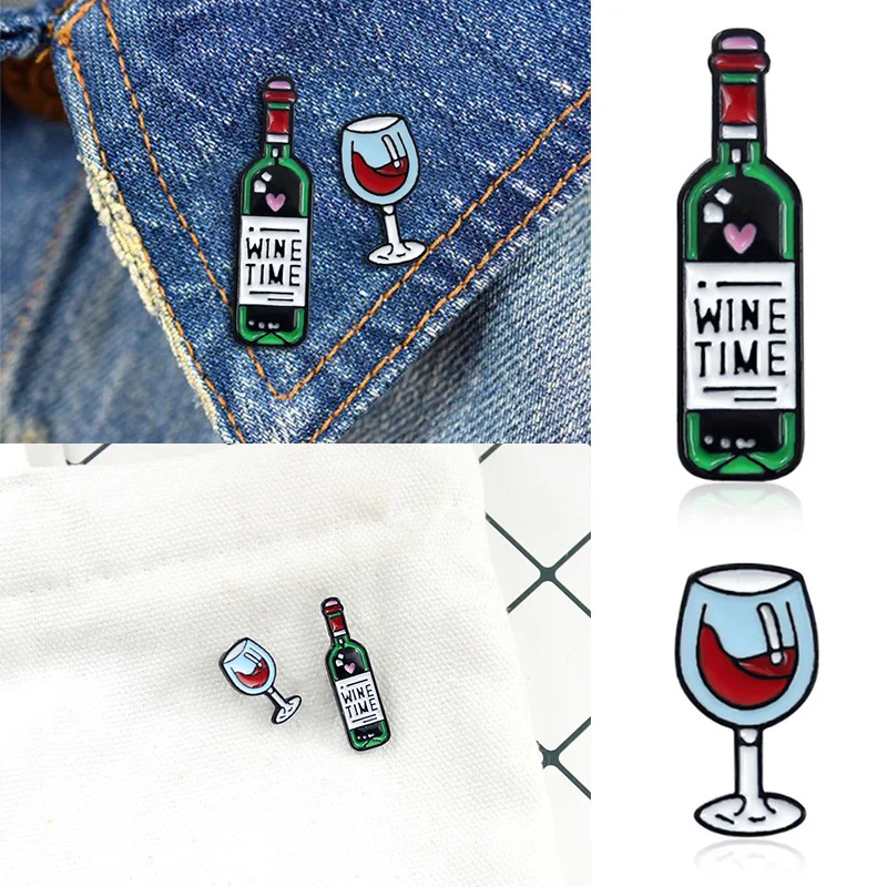

1PC/1Set Unique Hat Wedding Bottle Glass Red Wine Brooch Skirt Hot Sale Seaside Wine Time Scarf Gifts Sweater Girls Exquesite