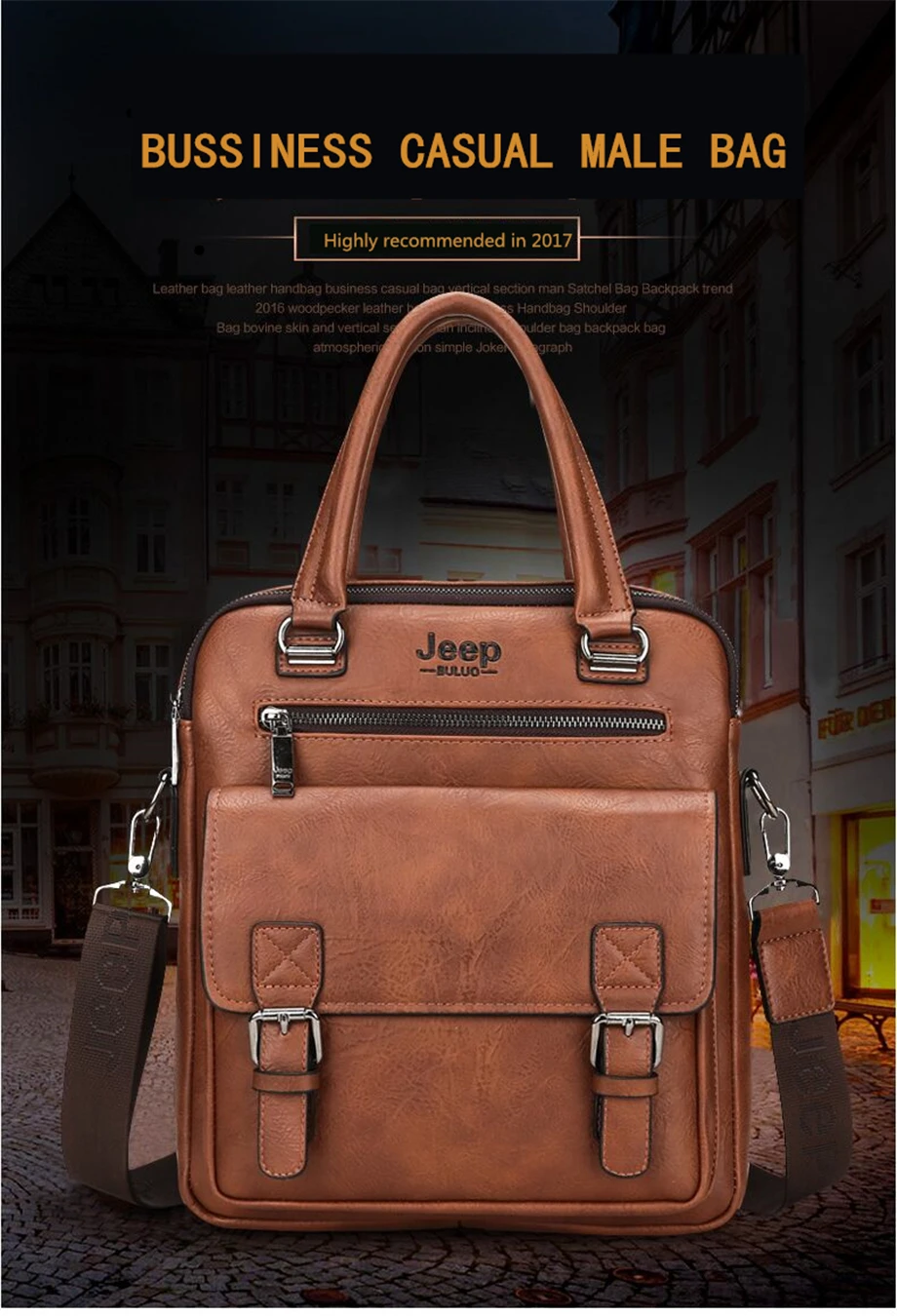 JEEP BULUO, известный бренд, дизайн, мужской портфель, сумка для мужчин, Бизнес Стиль, сумка через плечо, 14 дюймов, сумка для ноутбука, 8001
