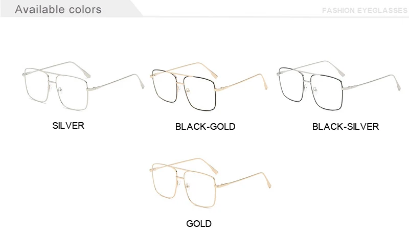 Optical Eye Glasses Frame Men Women Oversized Square Eyeglass Clear Lens Metal Frame Eyewear Accessories Prescription Glass