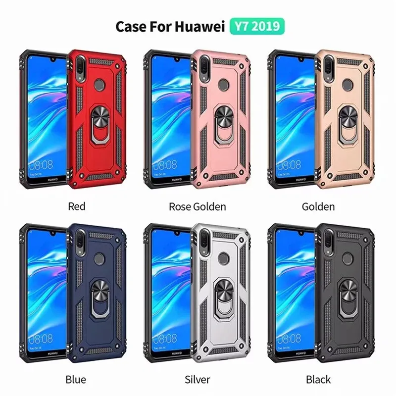 Роскошный бронированный чехол с кольцом для Huawei Y7 2019 y7 Prime магнитный