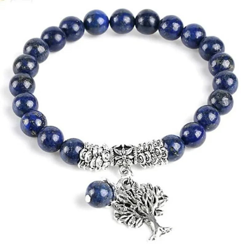 

GVUSMIL Charm Tree of Life Women Bracelet Men Natural Stone Bracelet Simple Style Elastic Rope Yoga Bracelet Spiritual Jewelry