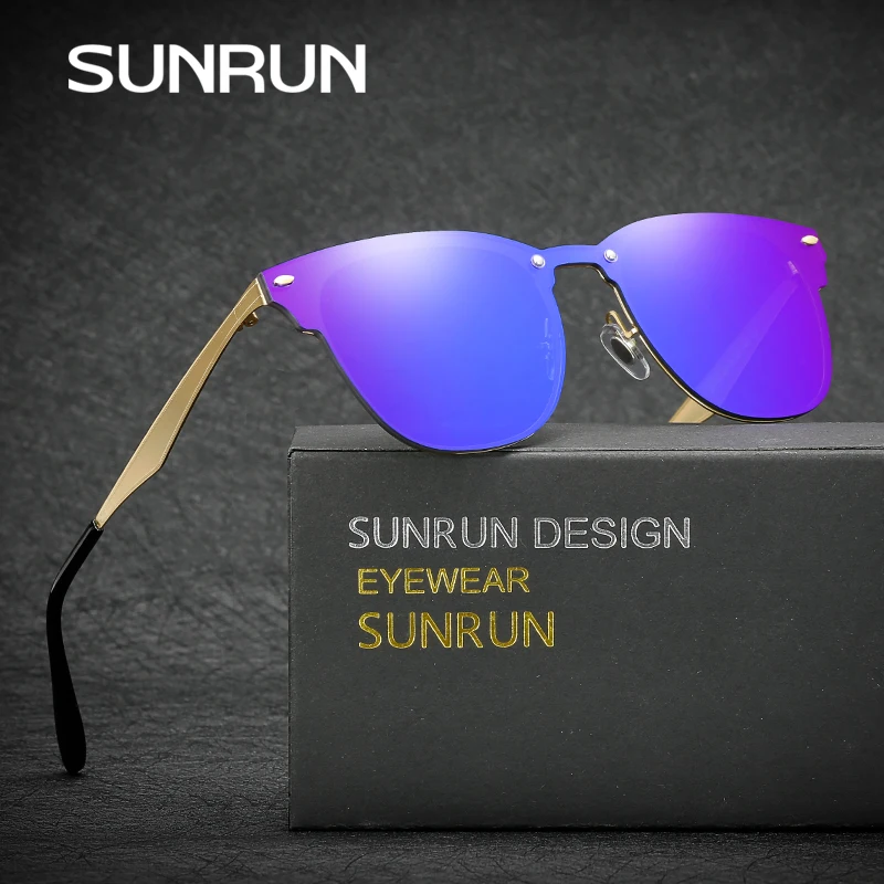 SUNRUN новые мужские Квадратные Солнцезащитные очки брендовая дизайнерская оправа