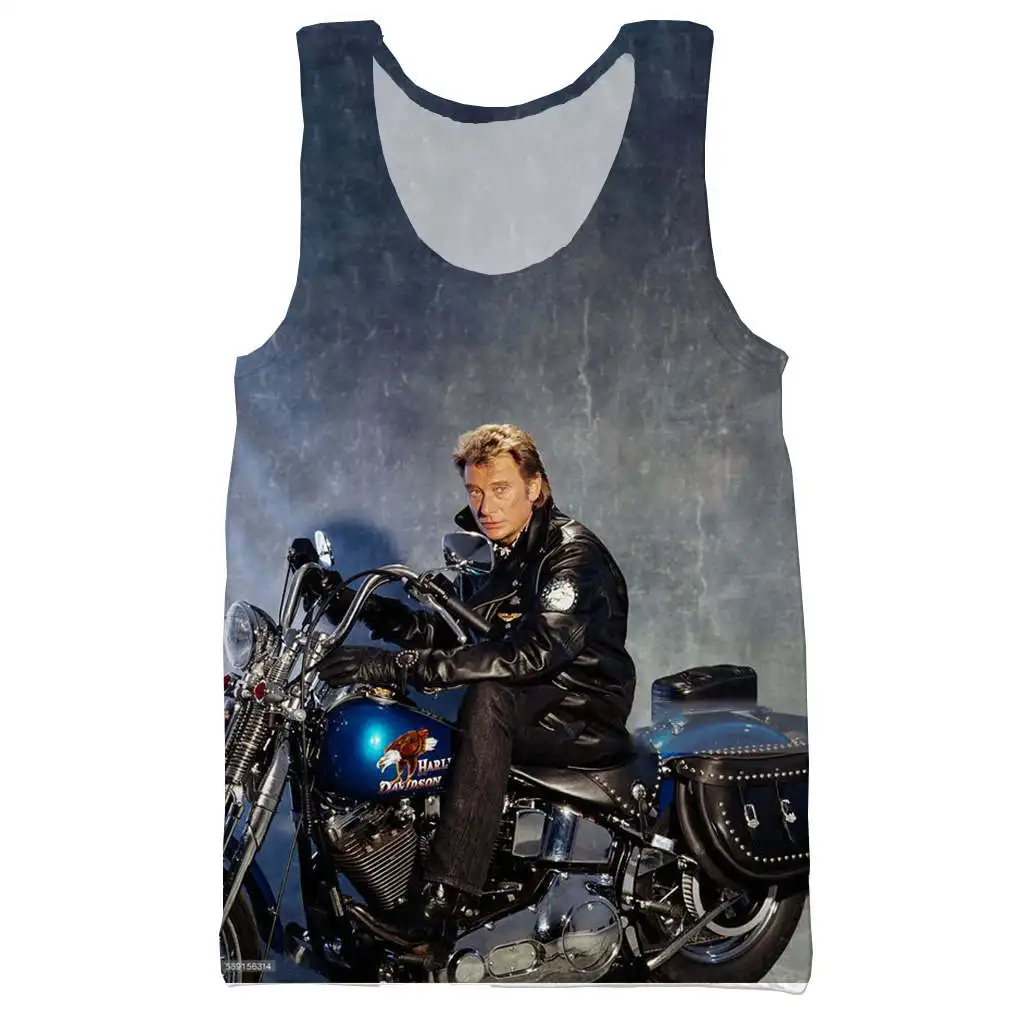 Топ на бретелях Giant star Johnny Hallyday с 3D принтом для мужчин модный крутой летний топ и